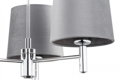 Żyrandol z abażurami szarymi Bolzano Plus 3 chrom