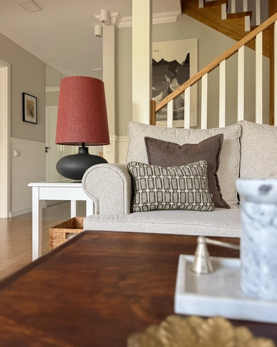 Lampa stołowa SAWA CLASSIC XL błękitny melanż, grafitowa podstawa, Kaspa