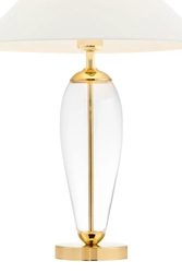 Lampa stołowa REA GOLD biała, z transparentną podstawą, Kaspa