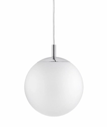 Lampa wisząca ALUR M chrom, biały klosz, 30 cm, Kaspa