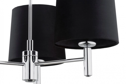 Żyrandol z abażurami czarnymi Bolzano Plus 3 chrom