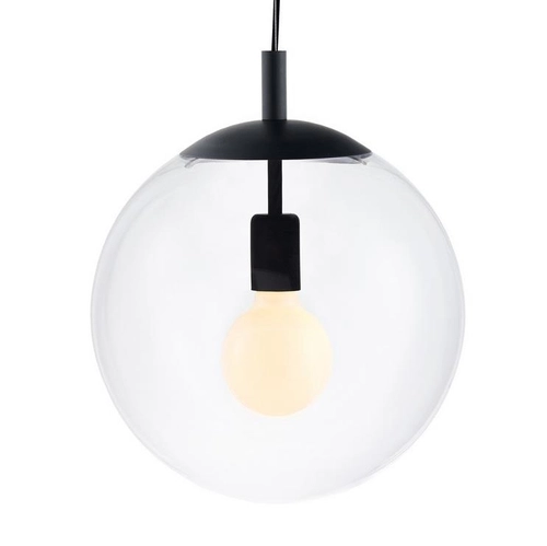 Lampa wisząca ALUR L czarna, transparentny klosz, 40 cm, Kaspa