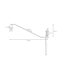 Kinkiet PURO biały, na wysięgniku, z przewodem, Kaspa