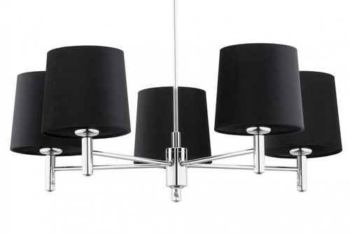 Żyrandol z abażurami czarnymi Bolzano Plus 5 chrom
