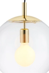 Lampa wisząca ALUR M złota, transparentny klosz, 30 cm, Kaspa