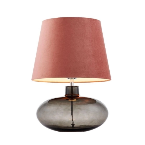 Lampa stołowa SAWA VELVET różowa, przydymiona podstawa, Kaspa