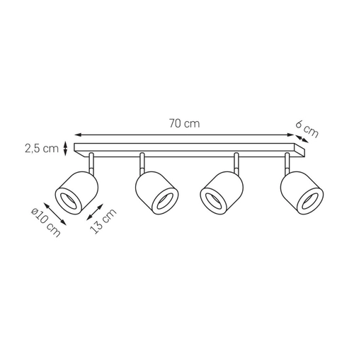 Reflektor sufitowy czteropunktowy SPARK 4 biały, na listwie, Kaspa