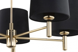 Żyrandol złoty z abażurami czarnymi Ponte Plus duży