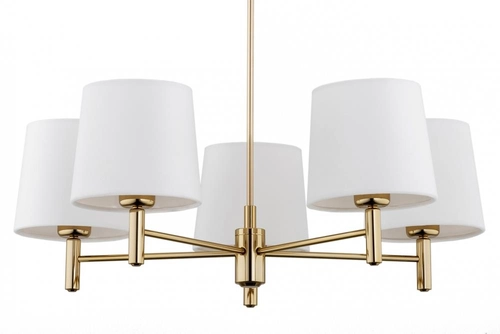 Żyrandol złoty z abażurami białymi Ponte Plus duży