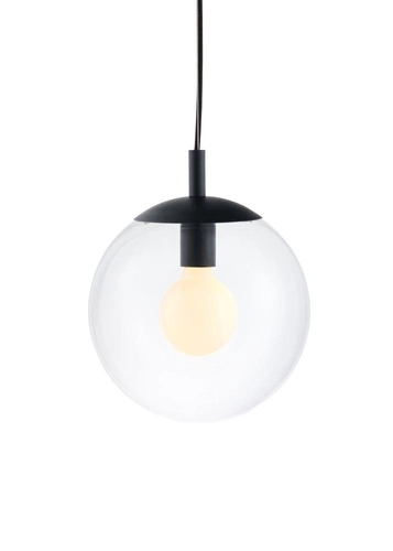 Lampa wisząca ALUR S czarna, transparentny klosz, 25 cm, Kaspa