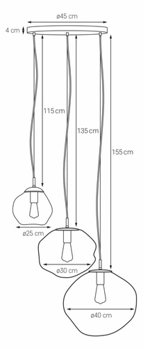 Lampa wisząca trzypunktowa AVIA 3 przydymiona, chrom, Kaspa