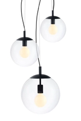 Lampa wisząca trzypunktowa ALUR 2 czarna, transparentne klosze, Kaspa