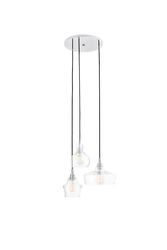 Lampa wisząca trzypunktowa LONGIS CHROM 3 na plafonie, Kaspa