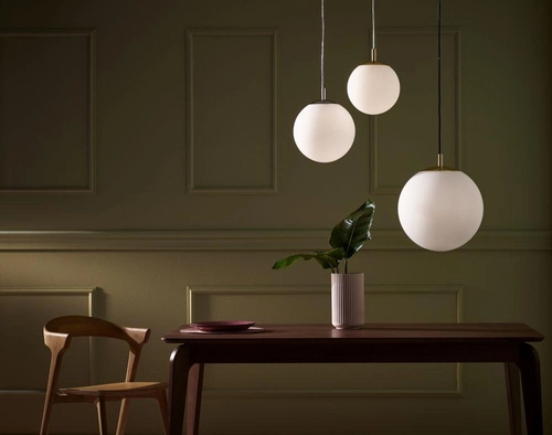 Lampa wisząca ALUR L złota, biały klosz, 40 cm, Kaspa