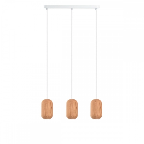 Drewniana lampa sufitowa Loft Barille 3L GU10 lampa wisząca na listwie KOLOROWE KABLE