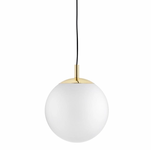 Lampa wisząca ALUR M złota, biały klosz, 30 cm, Kaspa