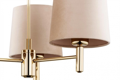 Żyrandol złoty z abażurami beżowymi Ponte Plus mały