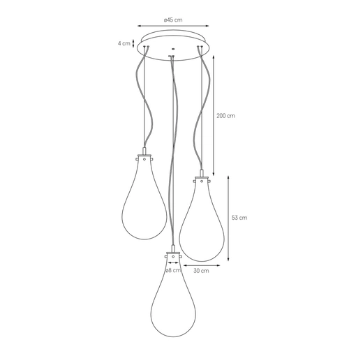 Lampa wisząca trzypunktowa STILLA 3 czarne wykończenie, Kaspa