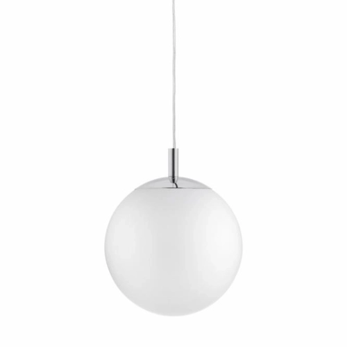 Lampa wisząca ALUR M chrom, biały klosz, 30 cm, Kaspa