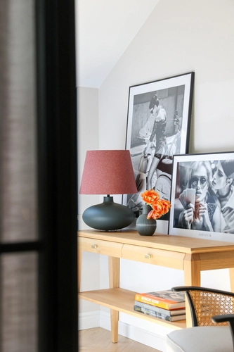 Lampa stołowa SAWA CLASSIC ceglasty melanż, grafitowa podstawa, Kaspa