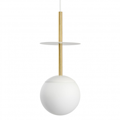 PLAAT A BRASS biała sufitowa lampa wisząca z mosiądzem