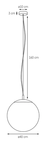 Lampa wisząca ALUR L chrom, biały klosz 40 cm, Kaspa