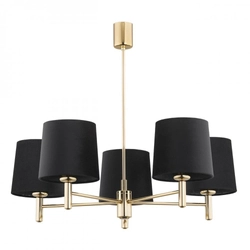 Żyrandol złoty z abażurami czarnymi Ponte Plus duży
