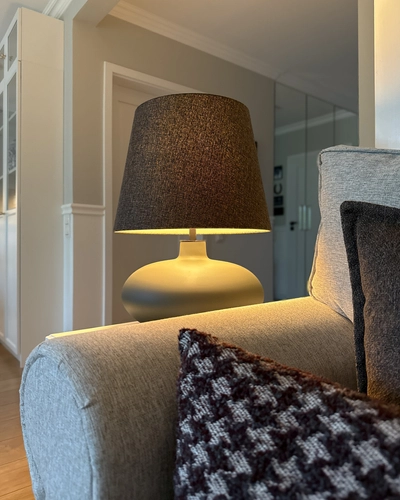 Lampa stołowa SAWA CLASSIC brązowy melanż, grafitowa podstawa, Kaspa