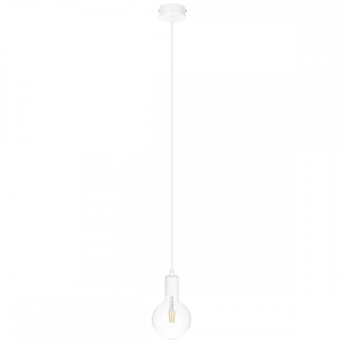 Biała lampa wisząca loft metal line pojedynczy zwis na kablu KOLOROWE KABLE