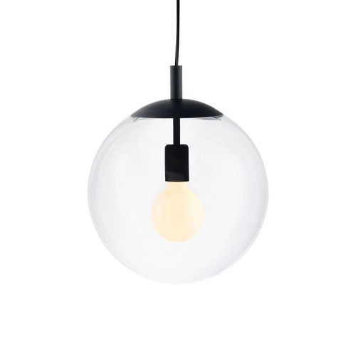 Lampa wisząca ALUR L czarna, transparentny klosz, 40 cm, Kaspa