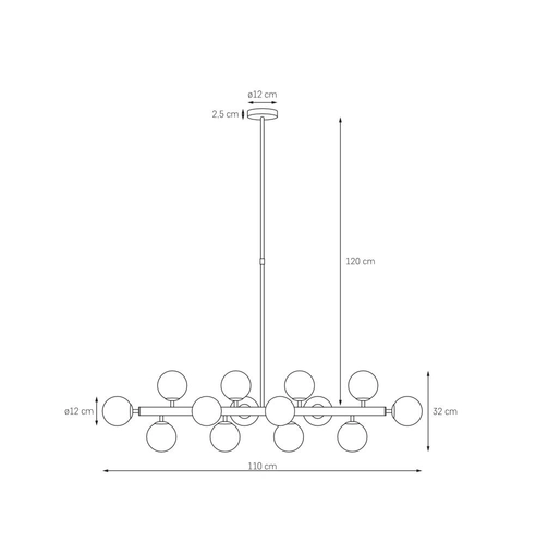 Żyrandol CUMULUS 1 czternastopunktowy, czarny, Kaspa