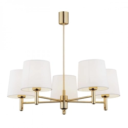 Żyrandol złoty z abażurami białymi Ponte Plus duży