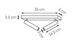 Lampa przysufitowa dwupunktowa ROLL 2 czarna, Kaspa