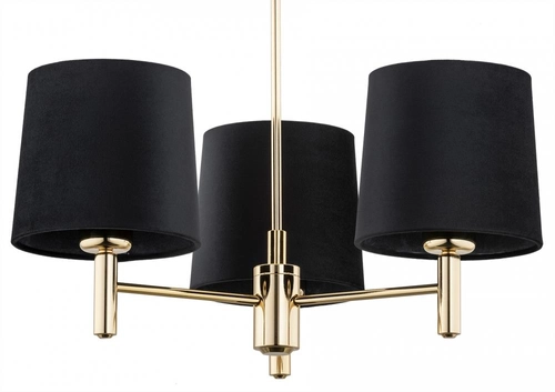 Żyrandol złoty z abażurami czarnymi Ponte Plus mały