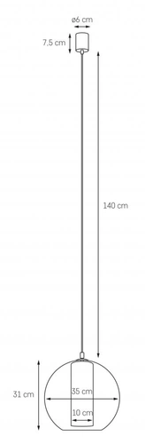 Lampa wisząca MERIDA L biała, 35 cm, Kaspa