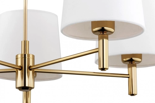 Żyrandol złoty z abażurami białymi Ponte Plus duży