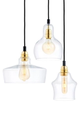 Lampa wisząca trzypunktowa LONGIS GOLD 3 na plafonie, Kaspa