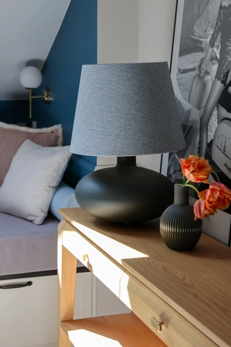 Lampa stołowa SAWA CLASSIC błękitny melanż, grafitowa podstawa, Kaspa