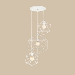 Lampa wisząca potrójna WIRE 3 biała, Kaspa