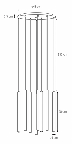Lampa sufitowa ośmiopunktowa ROLL 8 biała, Kaspa