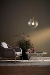 Lampa wisząca ALUR S złota, transparentny klosz, 25 cm, Kaspa