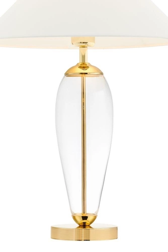Lampa stołowa REA GOLD biała, z transparentną podstawą, Kaspa
