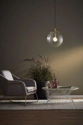 Lampa wisząca ALUR M złota, transparentny klosz, 30 cm, Kaspa