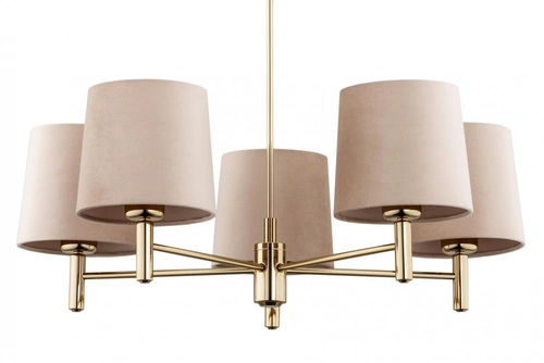 Żyrandol złoty z abażurami beżowymi Ponte Plus duży