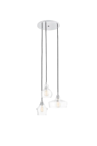 Lampa wisząca trzypunktowa LONGIS CHROM 3 na plafonie, Kaspa
