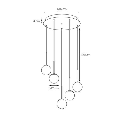 Lampa wisząca złota LAMIA 5 KASPA przezroczysty, Kaspa