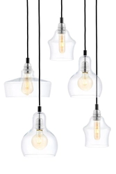 Lampa wisząca pięciopunktowa LONGIS CHROM 5 na plafonie, Kaspa