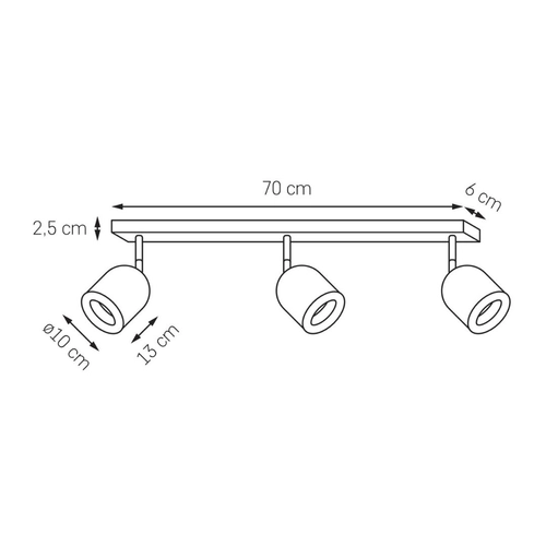Reflektor sufitowy trzypunktowy SPARK 3 czarny, na listwie, Kaspa