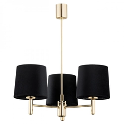 Żyrandol złoty z abażurami czarnymi Ponte Plus mały
