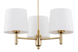 Żyrandol złoty z abażurami białymi Ponte Plus mały
